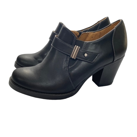 Natural Soul Shoes - Natural Soul Black Heeled Booties High Heel Ankle boots size 6.5 M  EUC